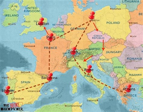 Europe Backpacking Trip Map | semashow.com