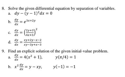 differential equation solve by separation of variables