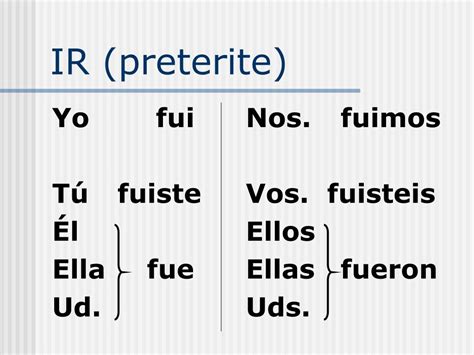 PPT - Irregular Preterite Verbs: Ir, Ser PowerPoint Presentation, free ...