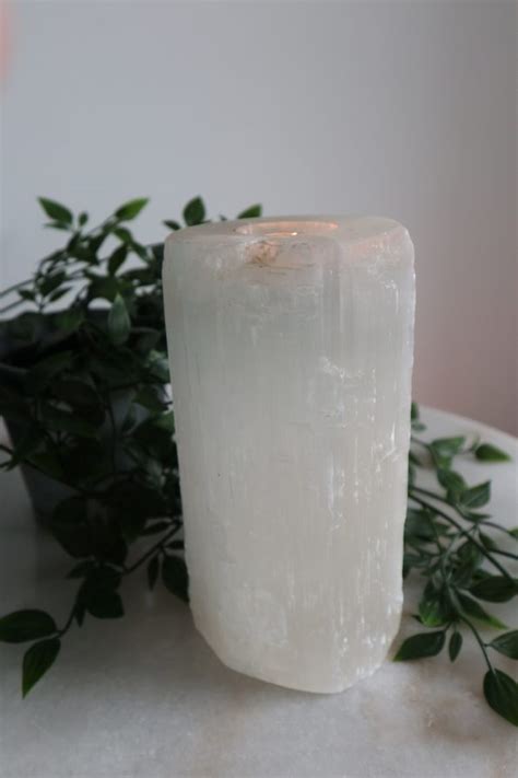 20cm Selenite Candle Holder | Earth Saltz