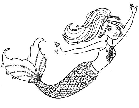 Lovely Barbie Mermaid Coloring Page - Free Printable Coloring Pages