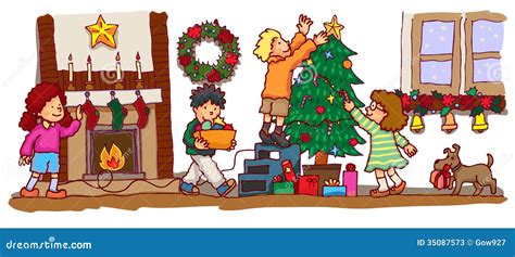 Kids Celebrating Christmas (vector) Stock Photos - Image: 35087573