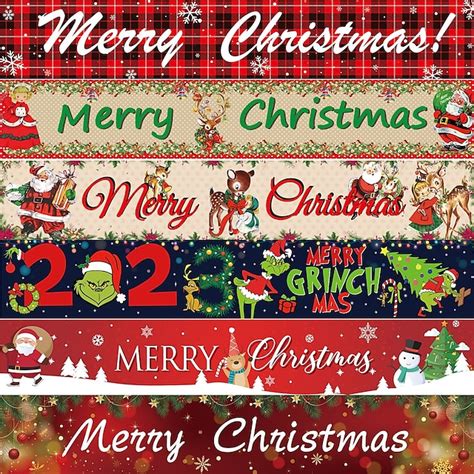 Merry Christmas Banner, Christmas Banners for Outside, Red Xmas Sign ...