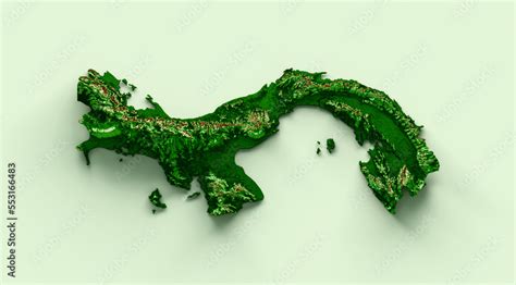 Panama Topographic Map 3d realistic map Color 3d illustration Stock ...