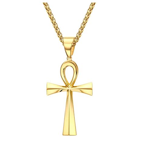 Heyrock Egyptian Ankh Cross Necklace for Women Men Jewelry Stainless ...