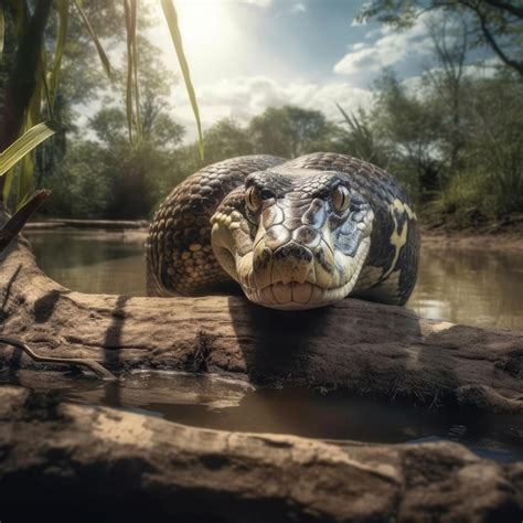 Premium AI Image | Anaconda in natural habitat generative AI