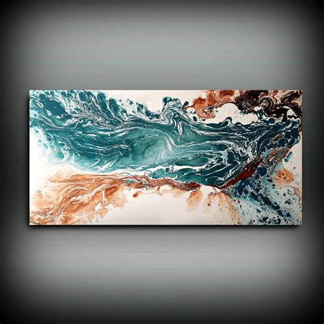 Coastal Wall Art 24 x 48, Extra Large Original Coastal Painting, Beach ...