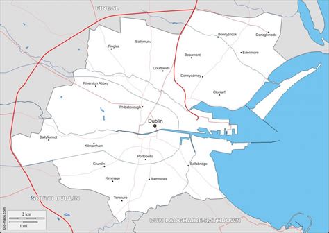 Dublin neighborhoods map - Map of Dublin neighborhoods (Ireland)