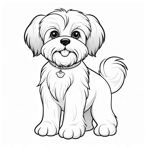 Premium Photo | Maltese Shih Tzu adorable cute flat coloring book ...