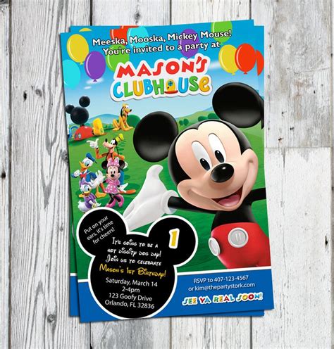 Mickey Mouse Clubhouse Invitations: Printable Personalized Cartoon Birthday Party Invites Blue ...