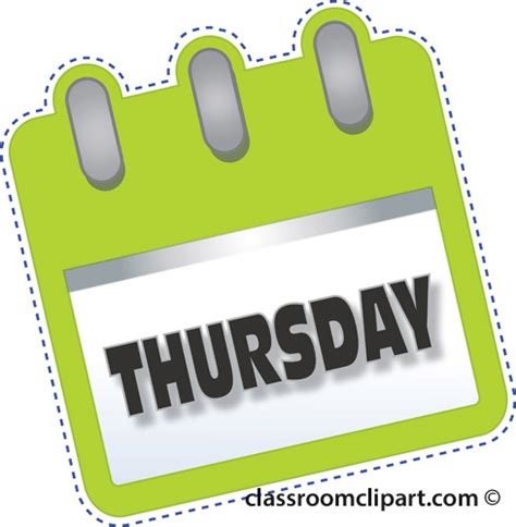 Calendar Clipart- notebook_thursday_green - Classroom Clipart