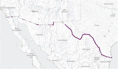 Map of US-Mexico Border Fence