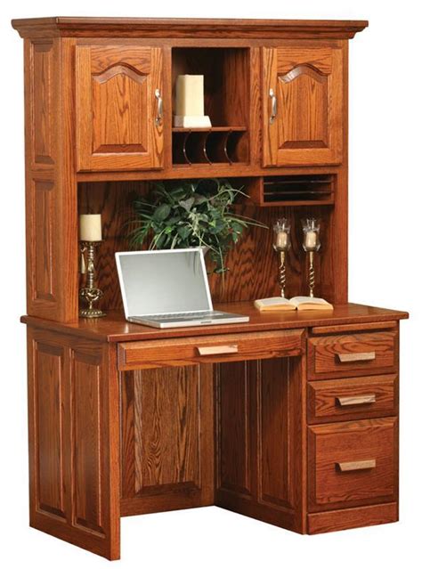 Flat Top Computer Desk with Hutch Top 48" from DutchCrafters Amish