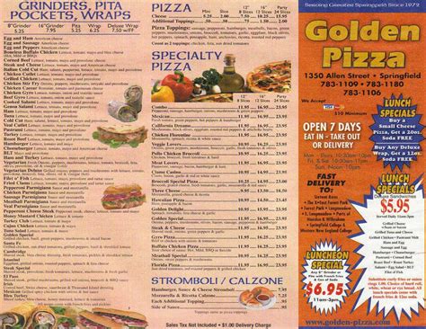 Golden Pizza Menu, Menu for Golden Pizza, Springfield, Springfield - Urbanspoon/Zomato