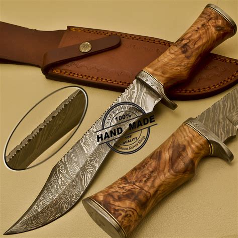 Damascus Bowie Knife Custom Handmade Damascus Steel Hunting