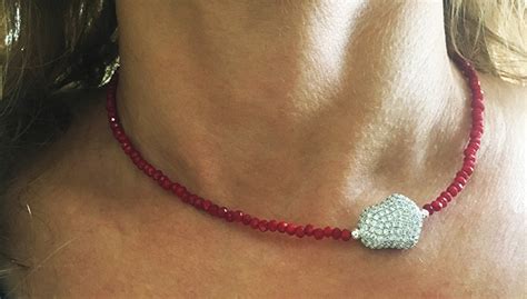 Opaque crimson crystal beads with pave CZ diamond magic bean | Natalie Barat Design