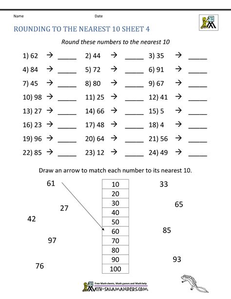 Rounding Worksheets to the nearest 10