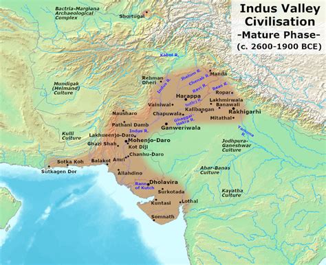 File:Indus Valley Civilization, Mature Phase (2600-1900 BCE).png - Wikipedia