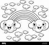 Rainbow Cloud Characters Coloring Page Stock Vector Image & Art  Alamy sketch template