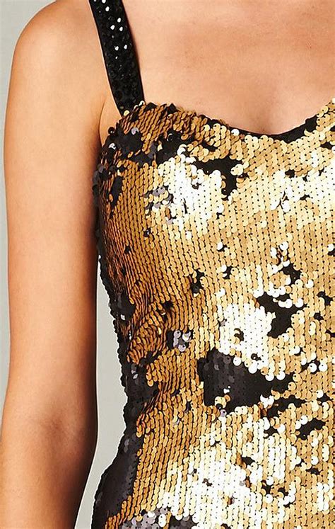 Gold & Black Sequin Cocktail Dress – Aquarius Brand