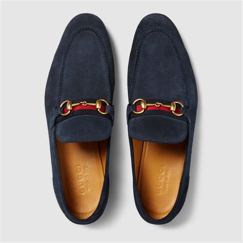 Lyst - Gucci Horsebit Suede Loafer With Web in Blue for Men