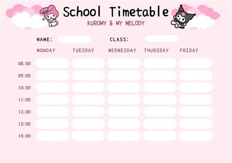 ⋆𝕶𝖀𝕽𝕺𝕸𝕴 𝕬𝕹𝕯 𝕸𝖄 𝕸𝕰𝕷𝕺𝕯𝖄⋆ | School timetable, Hello kitty school, Hello kitty