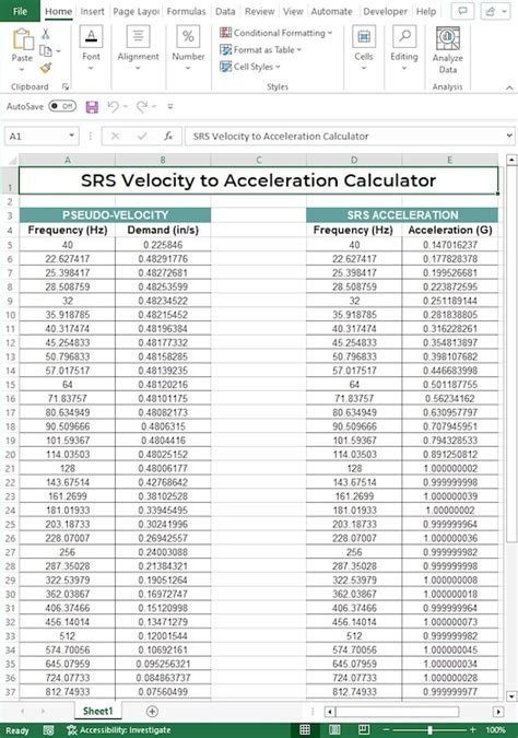 SRS Velocity to Acceleration Calculator - Free Download - Vibration ...