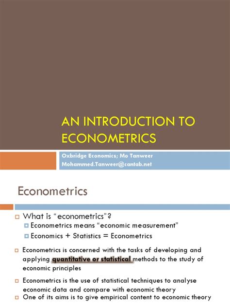 Introduction To Econometrics | PDF | Econometrics | Errors And Residuals