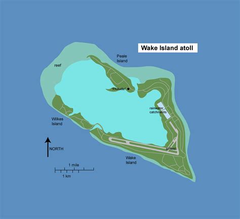 Detailed Wake Island map with roads | Wake Atoll | Oceania | Mapsland | Maps of the World