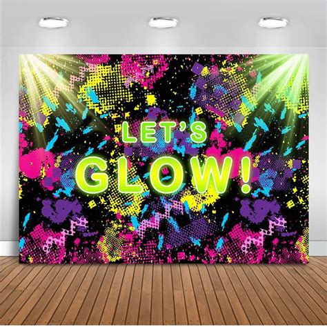 Amazon.com : Mocsicka Let's Glow Backdrop 7x5ft Glow Neon Party Splatter Background Glow Theme ...