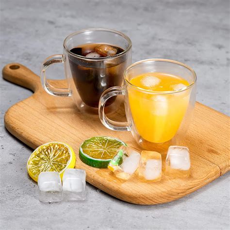 Amazon.com | Victoria Bella Double Wall Glass Coffee Tea Mug 8oz. Clear Glass Coffee Cup with ...