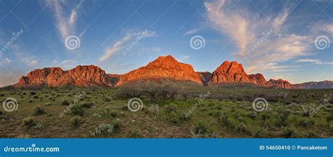 Red Rocks Sunrise Panorama stock photo. Image of mountains - 54650410