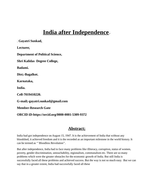 (PDF) India after Independence