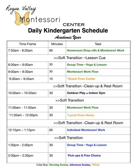 Montessori School Schedule -Preschool and Kindergarten - ROUGE VALLEY MONTESSORI PRESCHOOL