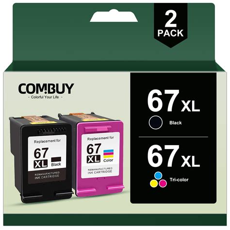 67XL Ink Cartridges Black & Color Combo Pack for HP 67XL 67 XL for HP Deskjet 2700 2755 2752 ...