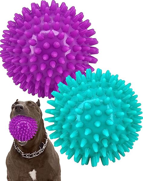 Pet Supplies : Pweituoet 2 Pack 4.5” Heavy Duty Squeaky Dog Ball for Medium Large Dogs, Spikey ...