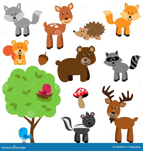 Vector Set Of Cute Woodland And Forest Animals Cartoon Vector ...