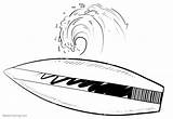 Surfboard Coloring Pages And Wave  Free Printable sketch template