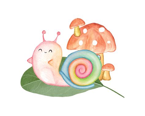 Watercolor snail clipart set, cute garden snail illustration 19201024 Vector Art at Vecteezy