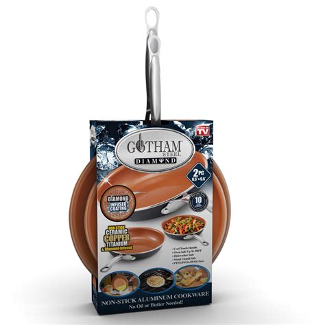 Gotham Steel Diamond Nonstick Frying Pan Set, 8.5” and 9.5” Ceramic Cookware Fry Pan Set, Ultra ...