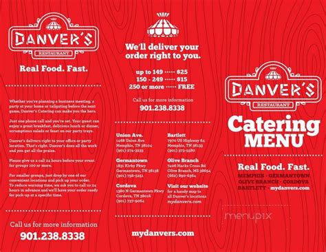 Menu of Danver's in Tupelo, MS 38801