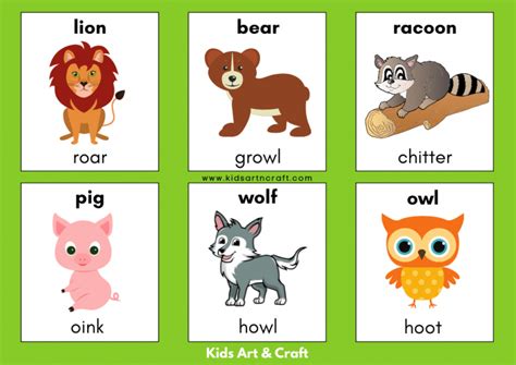 Animal Sounds Flashcards - Download FREE Printable - Kids Art & Craft