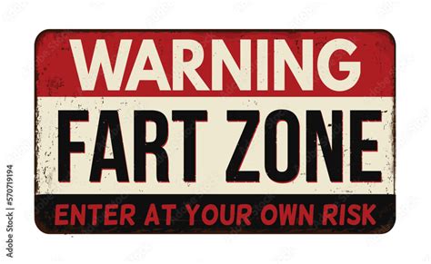 Warning fart zone vintage rusty metal sign Stock Vector | Adobe Stock