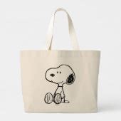PEANUTS | Snoopy on Black White Comics Large Tote Bag | Zazzle