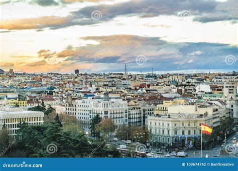 Aerial View Madrid Cityscape Stock Photo - Image of spain, destination ...