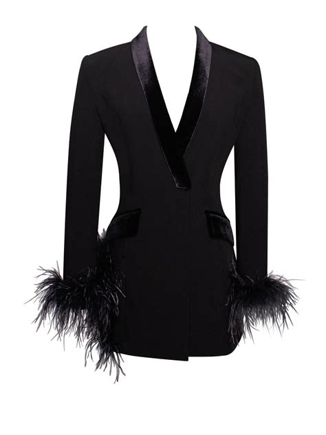 Madeline Black Feather Trim Blazer Dress – Miss Circle