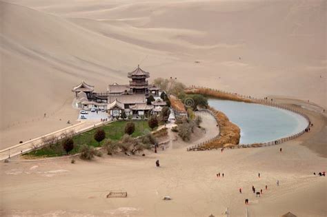 Crescent Moon Lake, Dunhuang, China Stock Photo - Image of lake, desert: 50844244