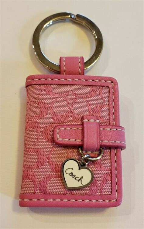 NEW COACH Picture Frame Key Fob Key Chain in Pink w. White SIGNATURE C PRINT #Coach | Coach ...