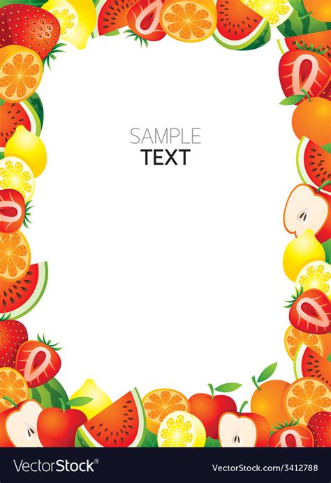 Mixed Fruits Frame Border Royalty Free Vector Image