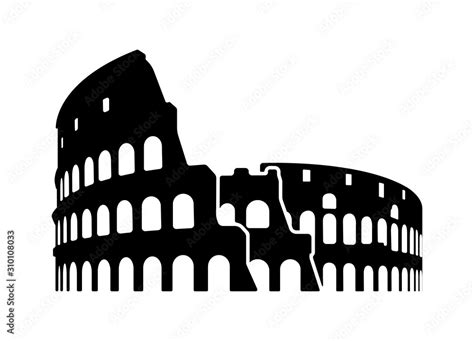 Colosseum - Italy, Rome / World famous buildings monochrome vector ...